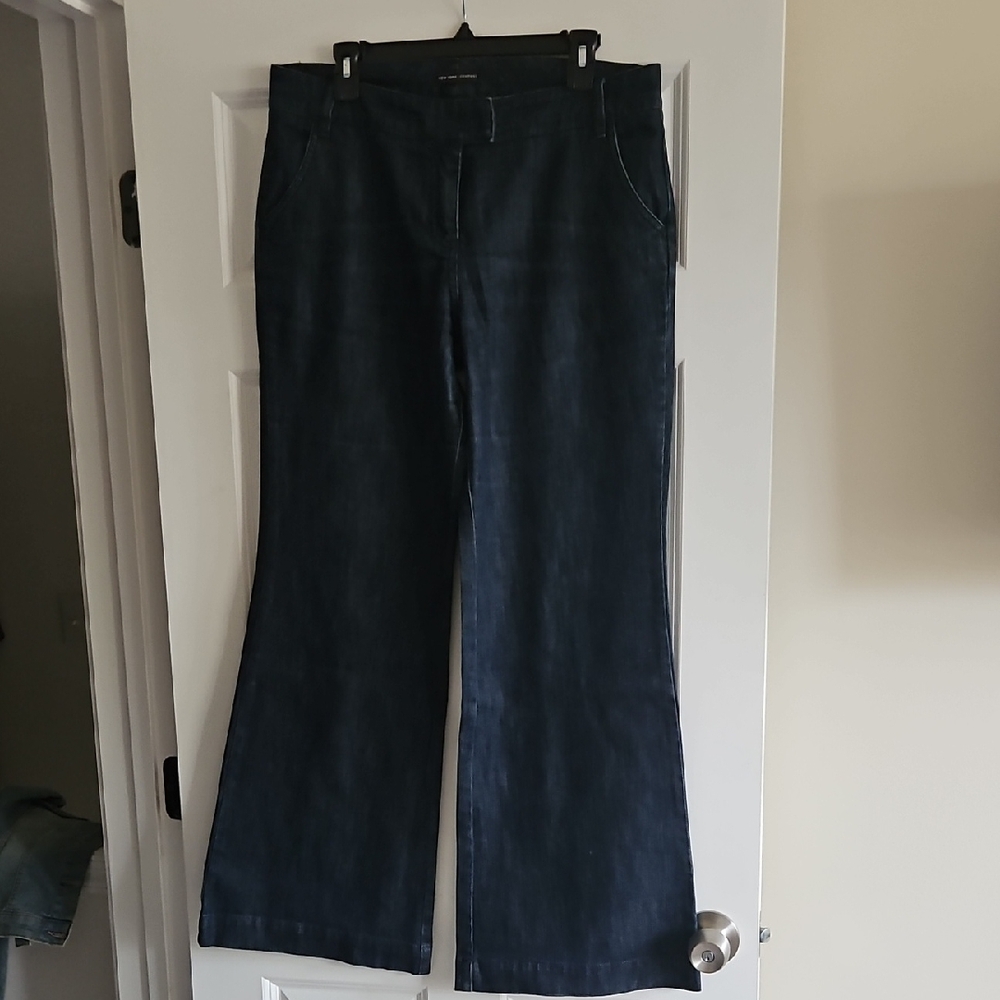 New York & Company Dark Blue Wide-Leg Jeans